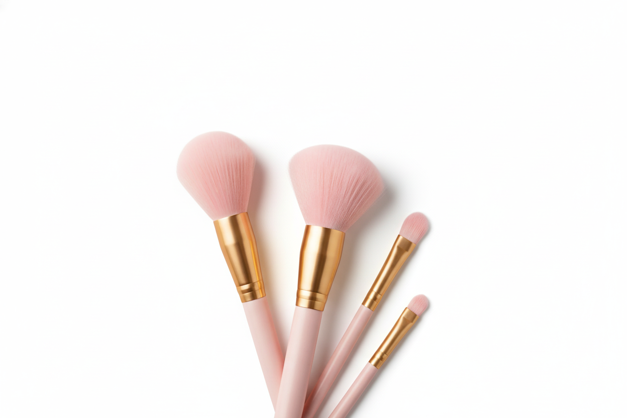 use gold and baby light pink also add makeup brushes but stay simple to make a banner